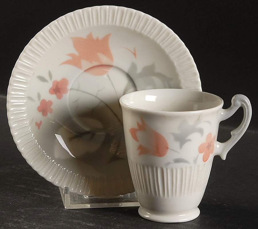 Vogue Coral Footed Demitasse Cup & Saucer Set by Syracuse-1