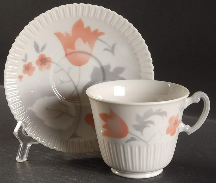 Vogue Coral Flat Cup & Saucer Set by Syracuse-1