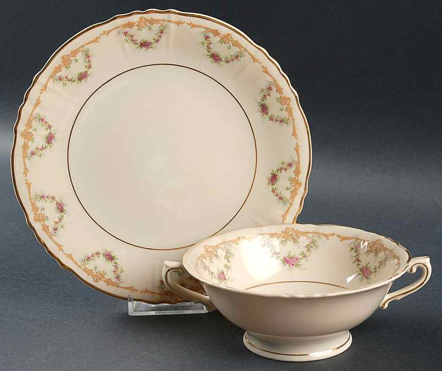Wardell Footed Cream Soup Bowl & Saucer Set by Syracuse-1