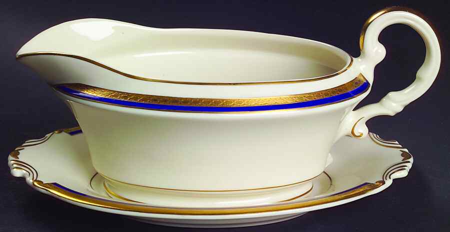 Wayne Blue (Fine China) Gravy Boat & Underplate by Syracuse-1