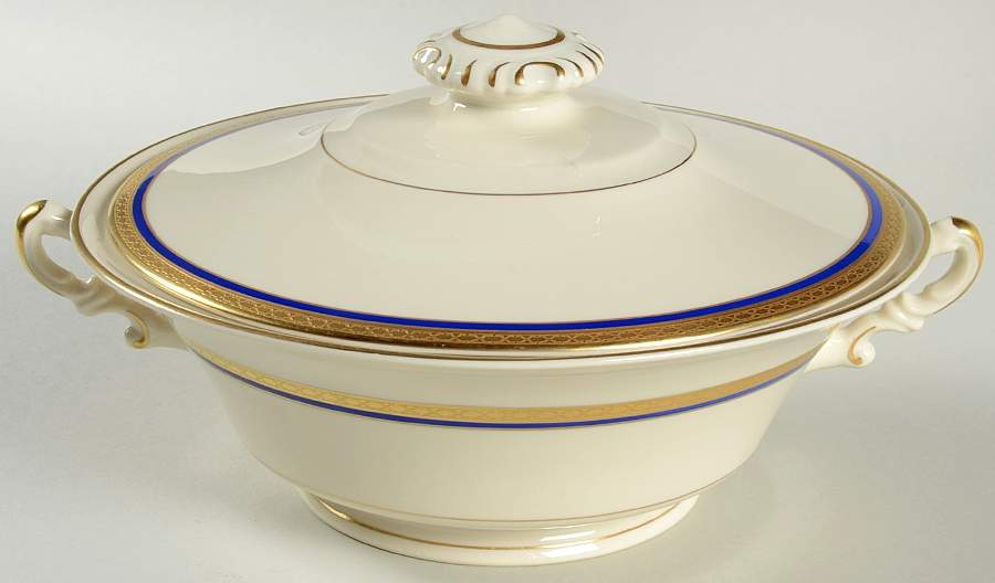 Wayne Blue (Fine China) Round Covered Vegetable by Syracuse-1
