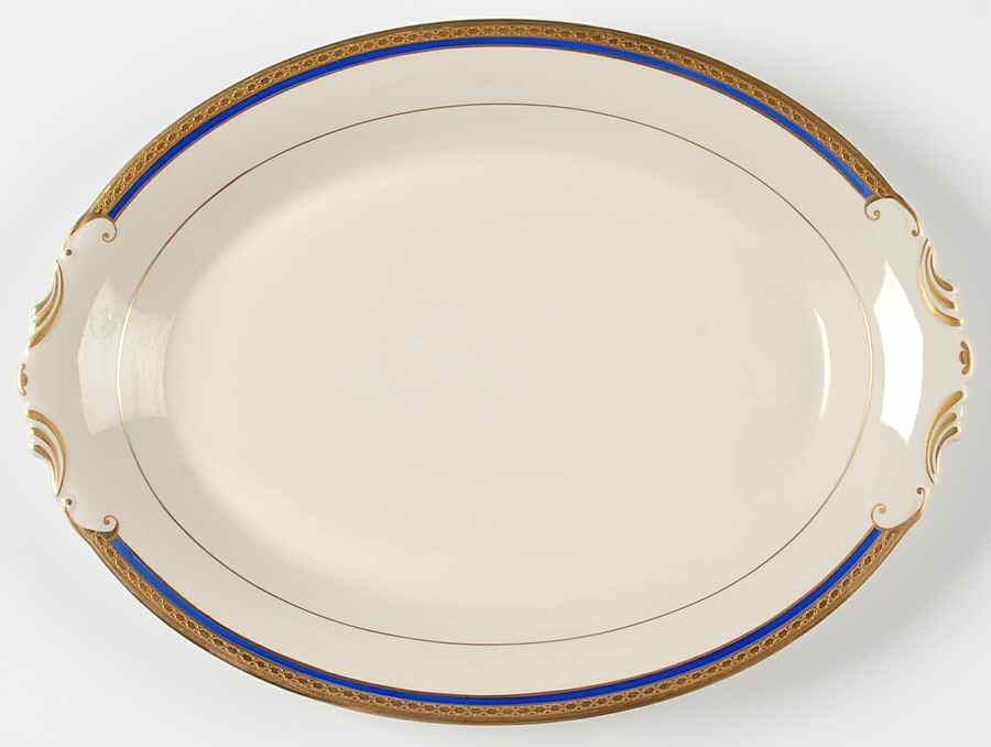 Wayne Blue (Fine China) 14" Oval Serving Platter by Syracuse-1