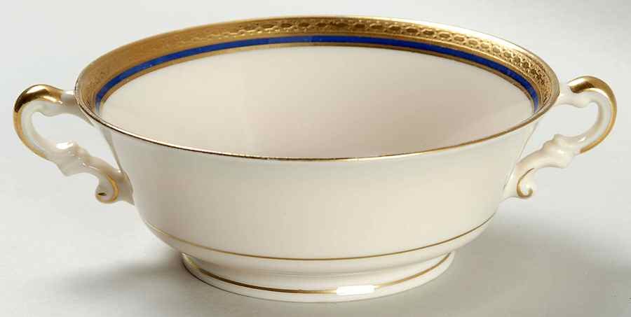 Wayne Blue (Fine China) Footed Cream Soup Bowl by Syracuse-1