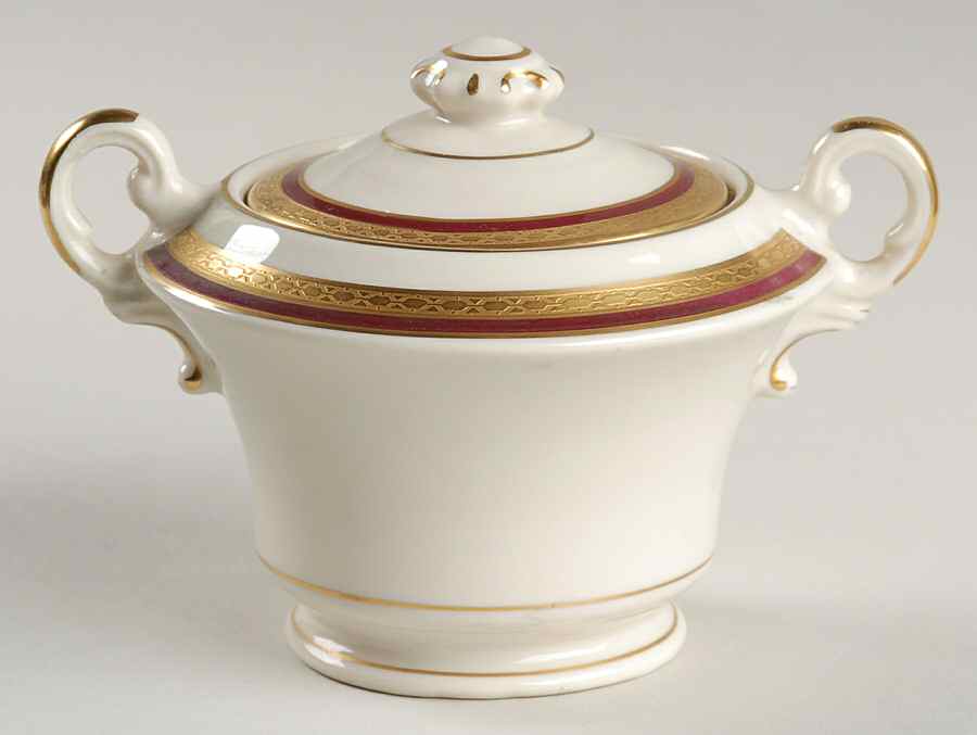 Wayne Maroon Sugar Bowl & Lid by Syracuse-1