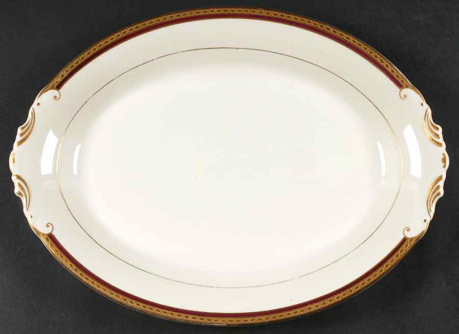 Wayne Maroon 14" Oval Serving Platter by Syracuse-1