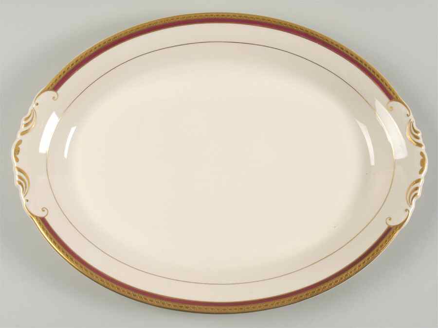 Wayne Maroon 16" Oval Serving Platter by Syracuse-1