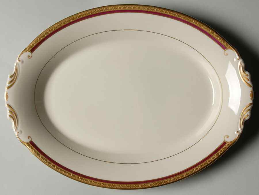 Wayne Maroon 12" Oval Serving Platter by Syracuse-1