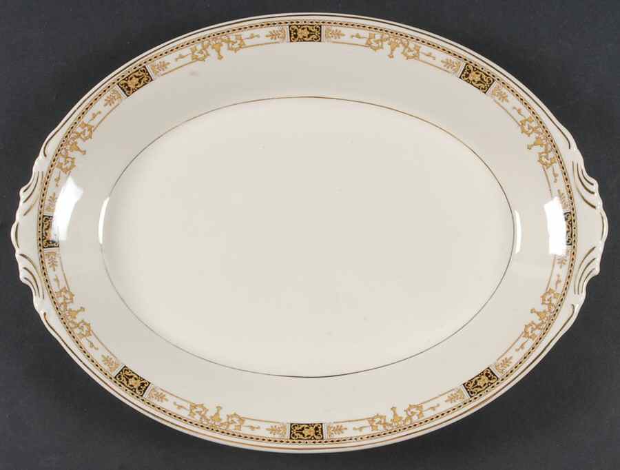 Webster (Old Ivory, Gold Trim) 14" Oval Serving Platter by Syracuse-1