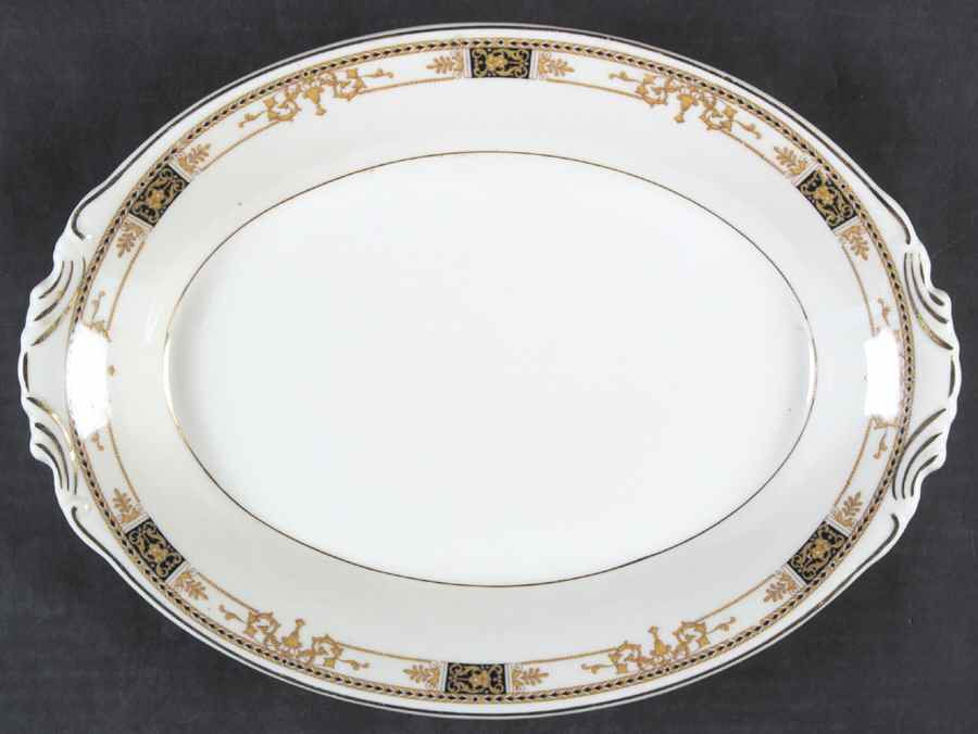 Webster (Old Ivory, Gold Trim) 12" Oval Serving Platter by Syracuse-1