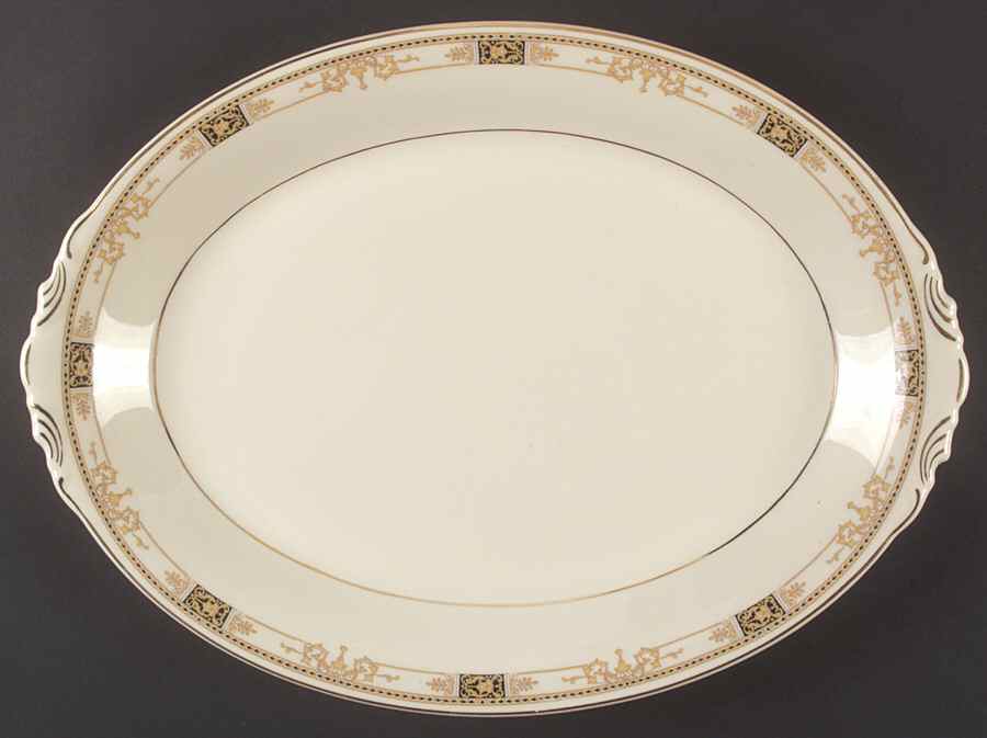 Webster (Old Ivory, Gold Trim) 16" Oval Serving Platter by Syracuse-1