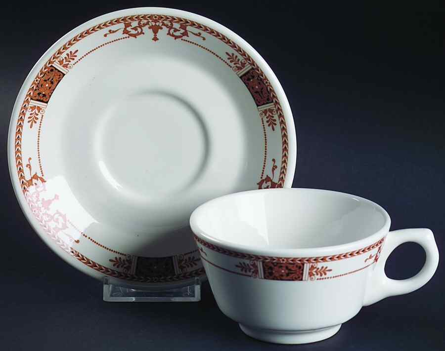 Webster (Restaurant, White, No Trim) Flat Cup & Saucer Set by Syracuse-1