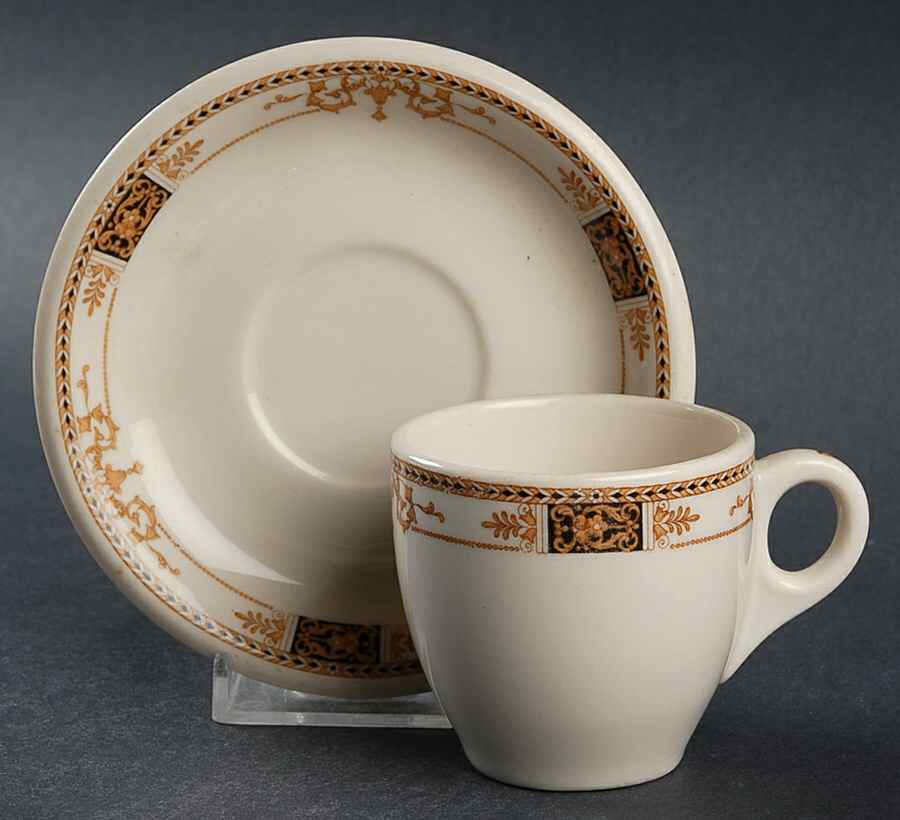 Webster (Restaurant, Cream, No Trim) Flat Demitasse Cup & Saucer Set by Syracuse-1