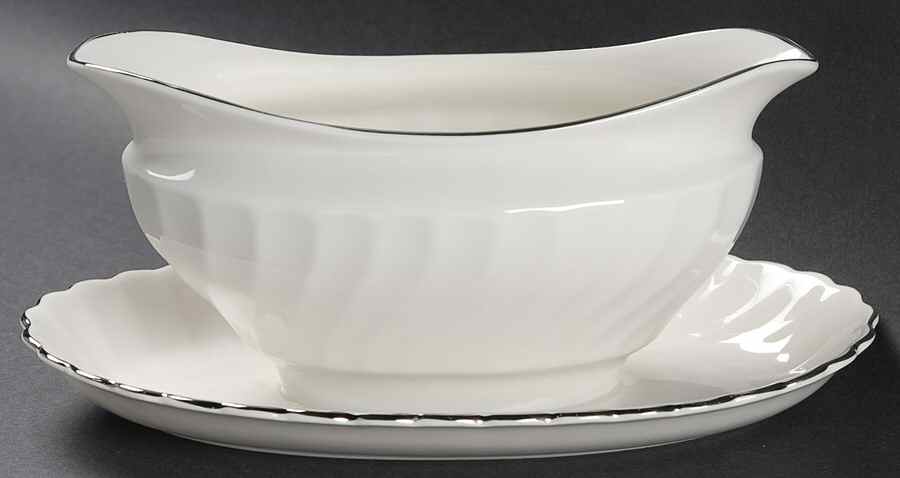Wedding Ring Gravy Boat with Attached Underplate by Syracuse-1