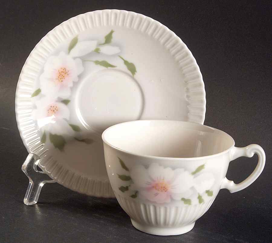 Wild Roses Flat Cup & Saucer Set by Syracuse-1