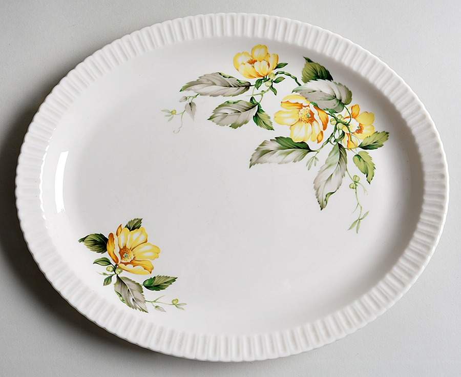 Yellow Roses 11" Oval Serving Platter by Syracuse-1