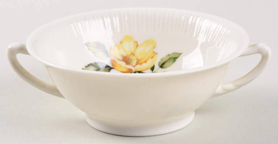 Yellow Roses Footed Cream Soup Bowl by Syracuse-1