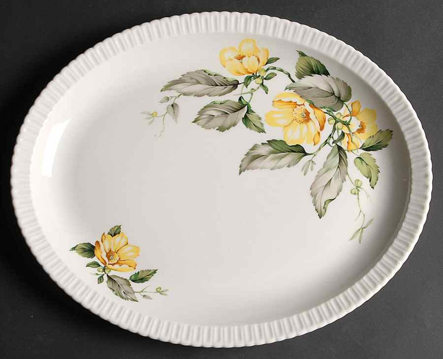 Yellow Roses 13" Oval Serving Platter by Syracuse-1