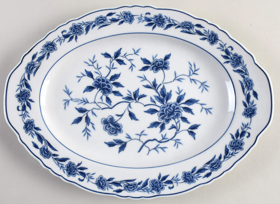 Blue Chatham 14" Oval Serving Platter by Symco-1