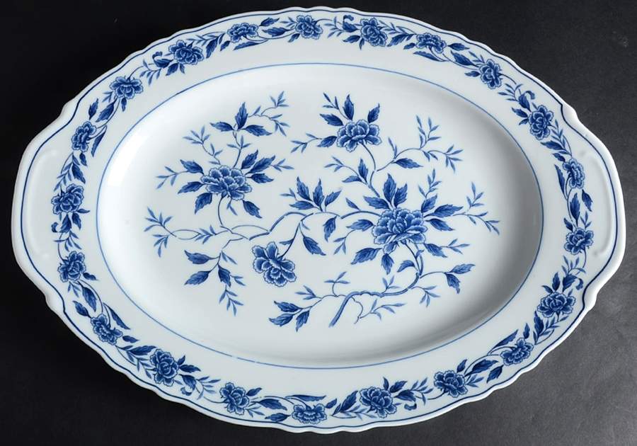 Blue Chatham 16" Oval Serving Platter by Symco-1