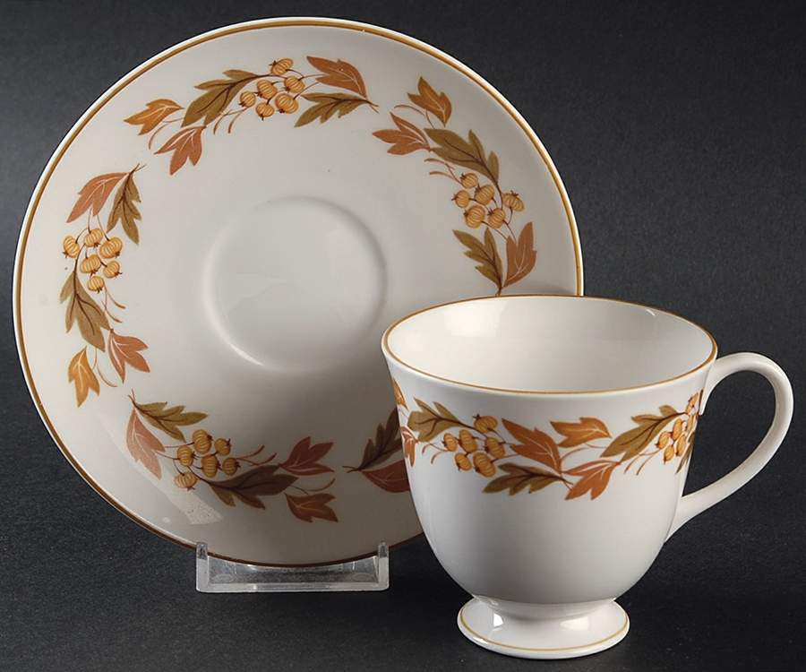 Autumn Leaf Footed Cup & Saucer Set by Susie Cooper-1