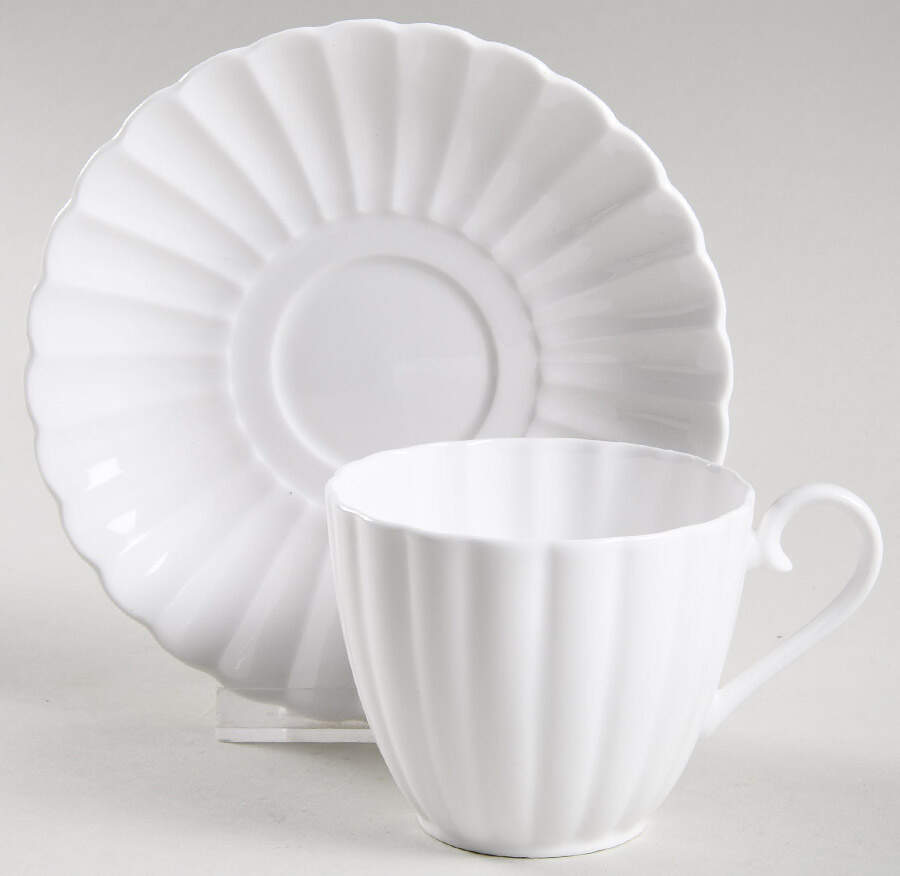 White Flute Flat Cup & Saucer Set by Susie Cooper-1