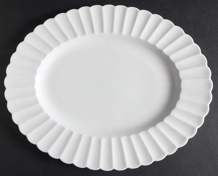 White Flute 13" Oval Serving Platter by Susie Cooper-1