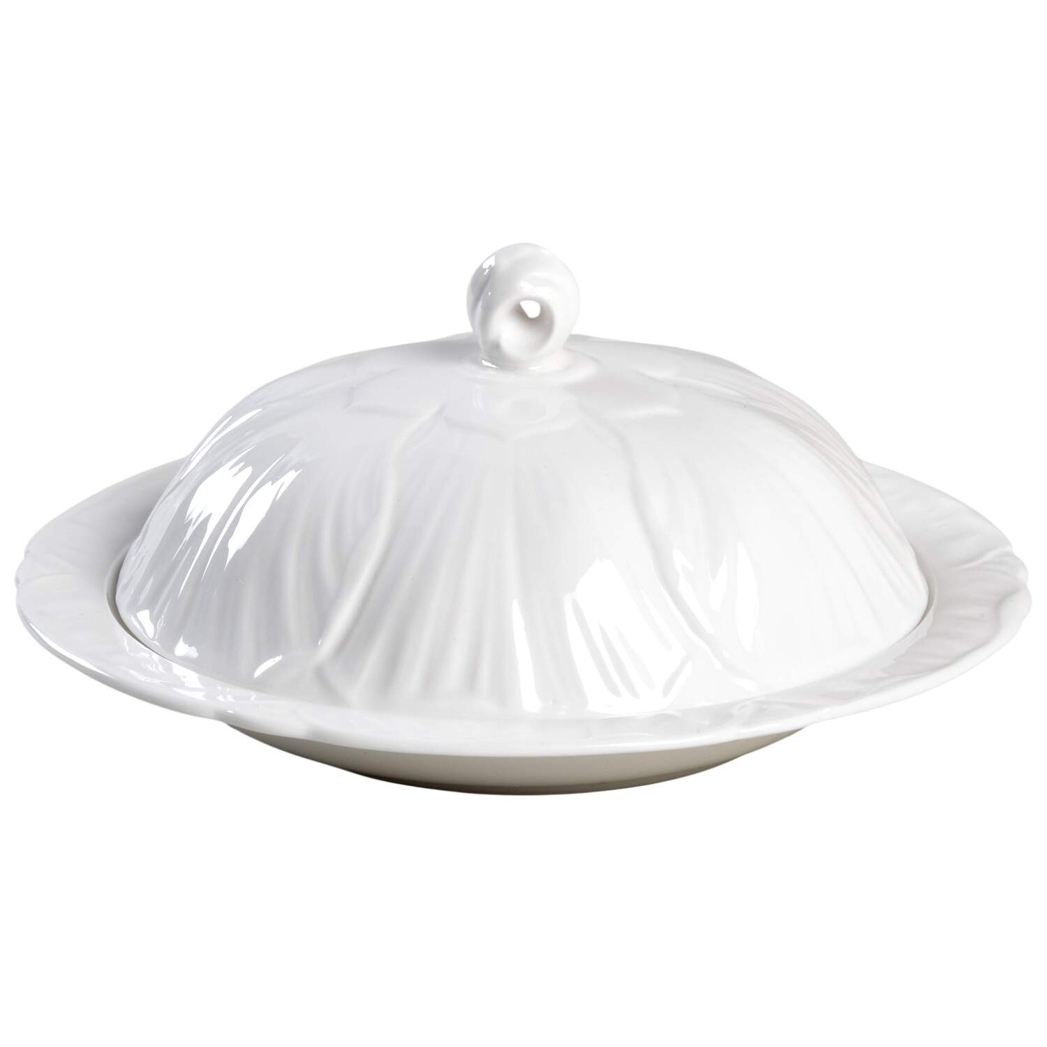 Oleander (White, Undecorated) Muffin Dish & Lid by Shelley-1