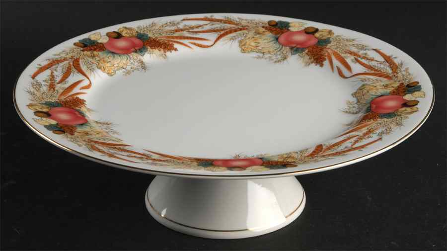 Autumn Cornucopia 10" Diameter Pedestal Cake Stand by Sadek-1