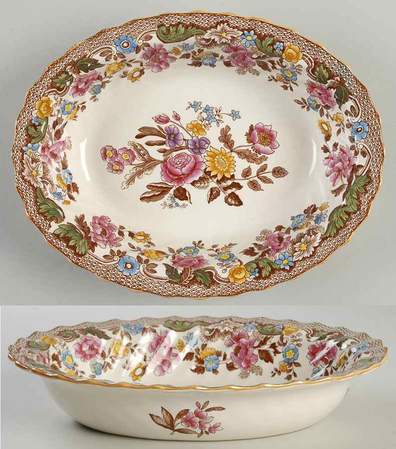 Spode's Bouquet 9" Oval Vegetable Bowl by Spode-1