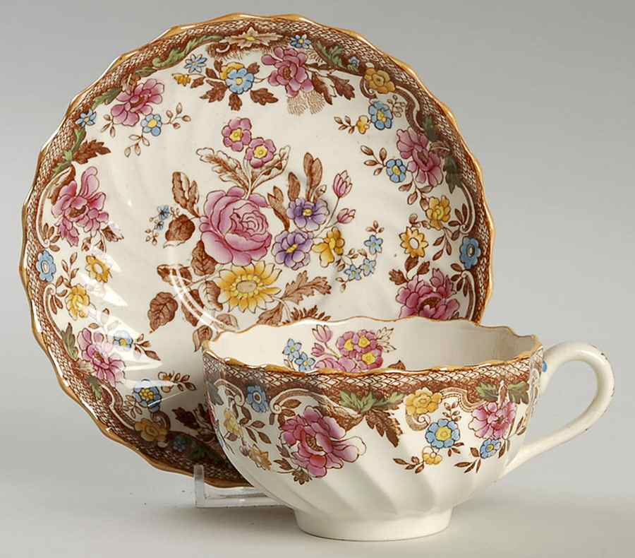 Spode's Bouquet Flat Cup & Saucer Set by Spode-1