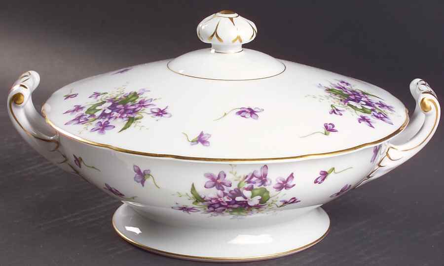 Sweet Violets Round Covered Vegetable by Sango-1