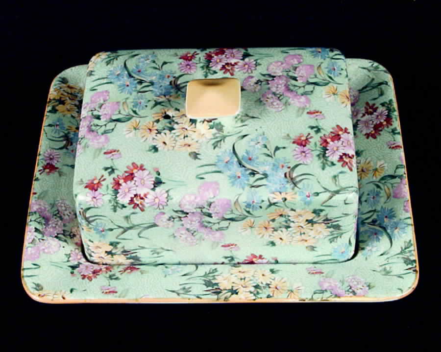 Melody (Smooth, Yellow Trim) Rectangular Covered Butter by Shelley-1