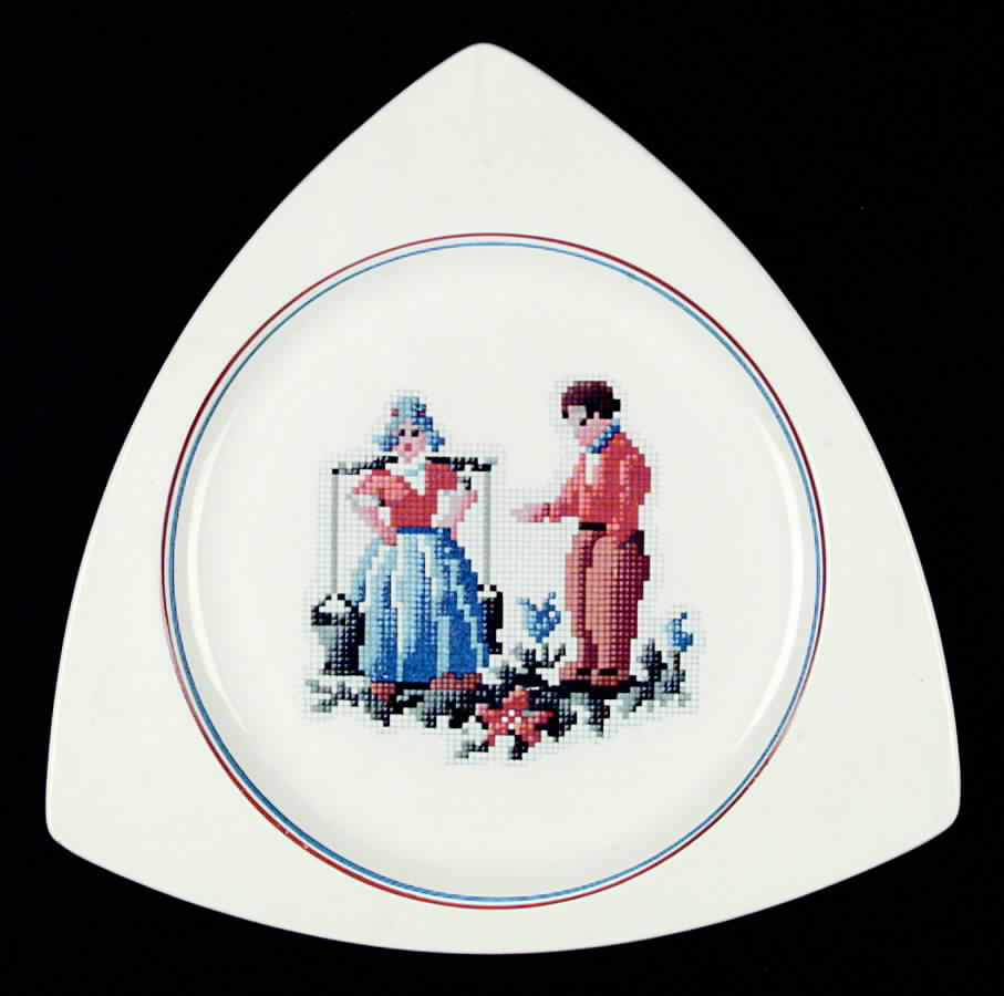 Petit Point (Dutch) Tricorne and Bands Dinner Plate by Salem-1