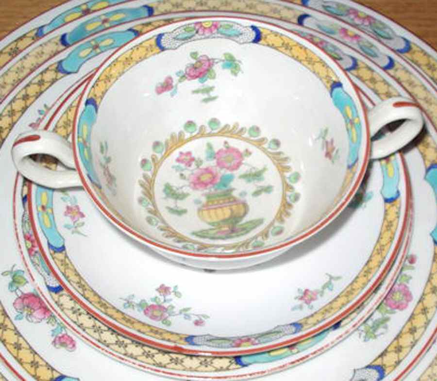 CS567 Footed Cream Soup Bowl & Saucer Set by Spode-1