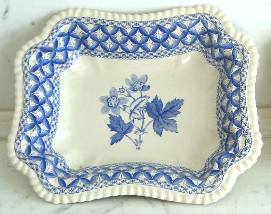 Geranium Blue (Gadroon Shape) Rectangular Vegetable Bowl No Lid by Spode-1
