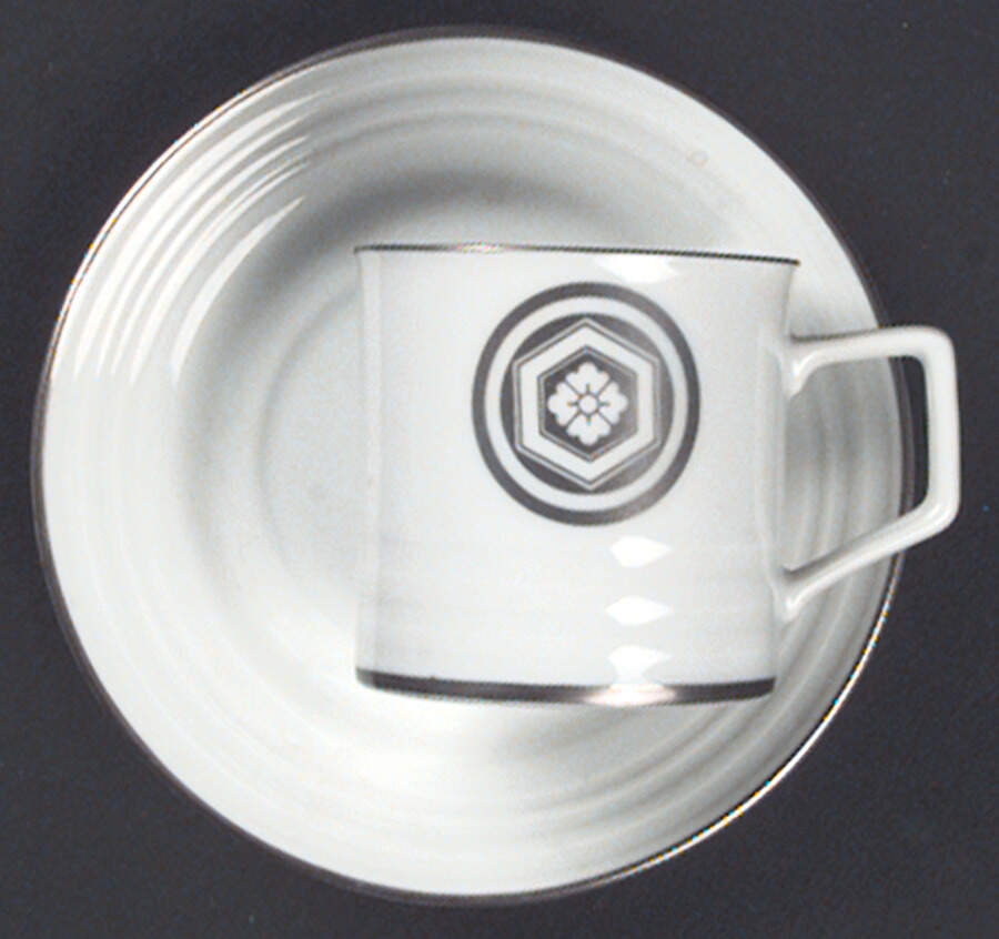 Silver Medallion Flat Demitasse Cup & Saucer Set by Sigma-1