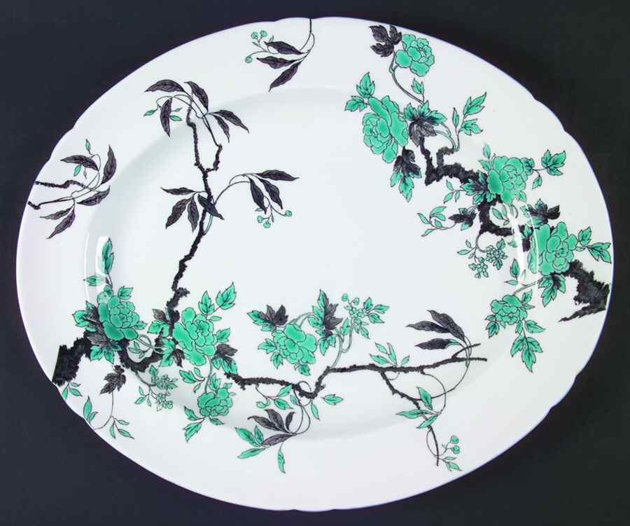 Chippendale Turquoise 15" Oval Serving Platter by Shelley-1