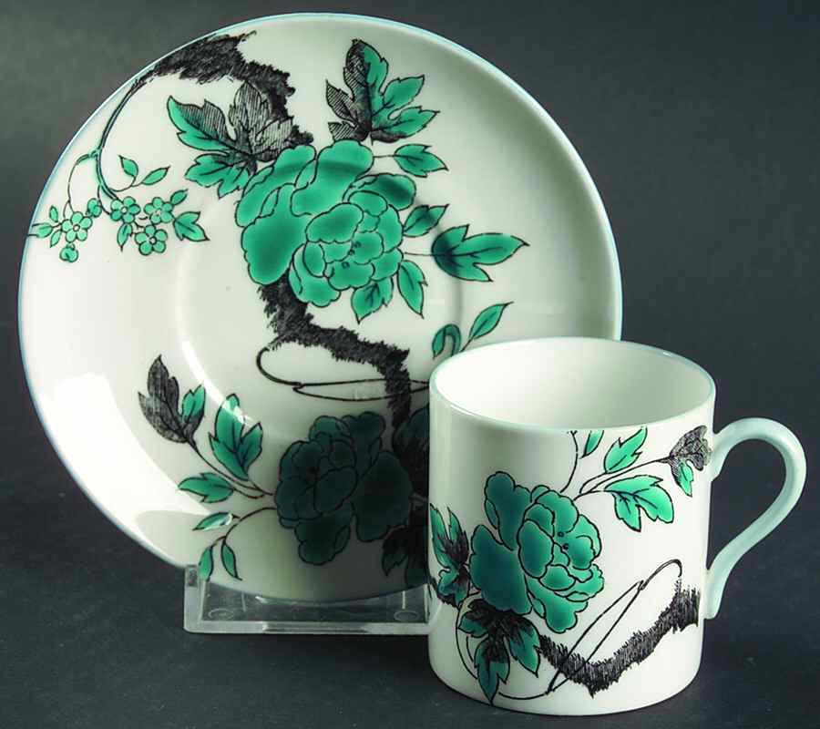 Chippendale Turquoise Flat Demitasse Cup & Saucer Set by Shelley-1