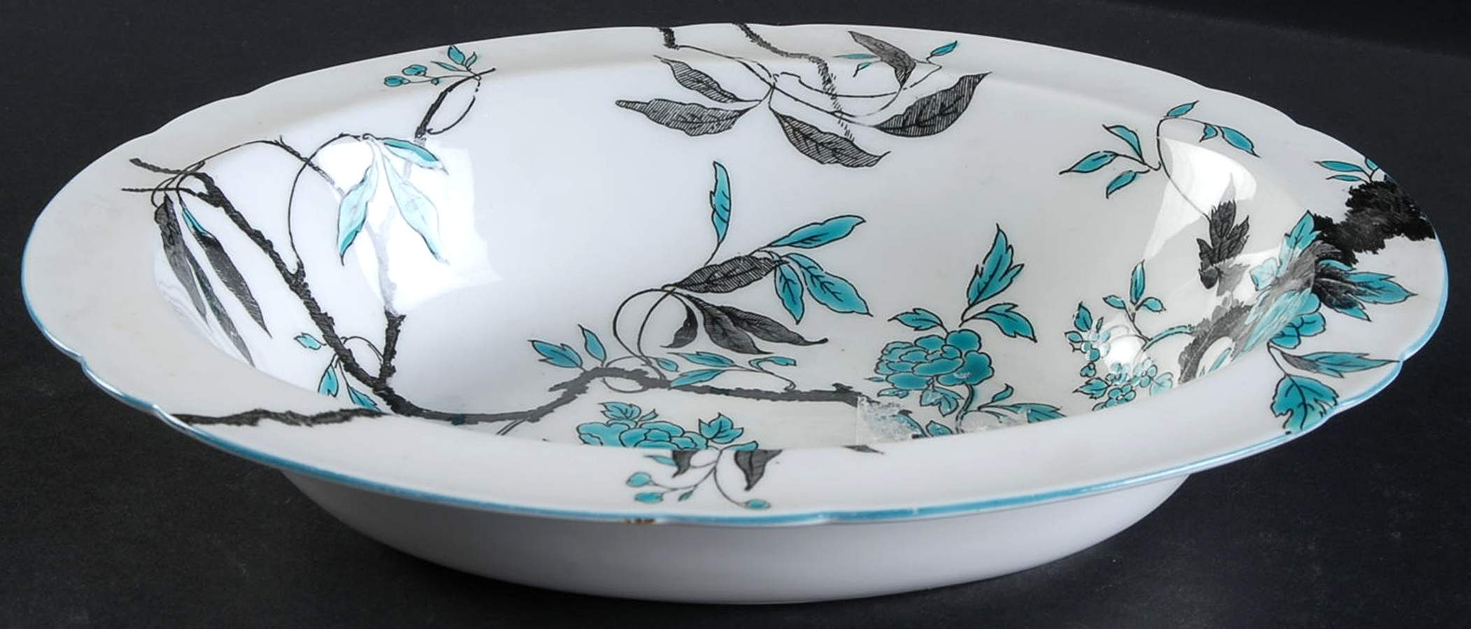Chippendale Turquoise 9" Oval Vegetable Bowl by Shelley-1
