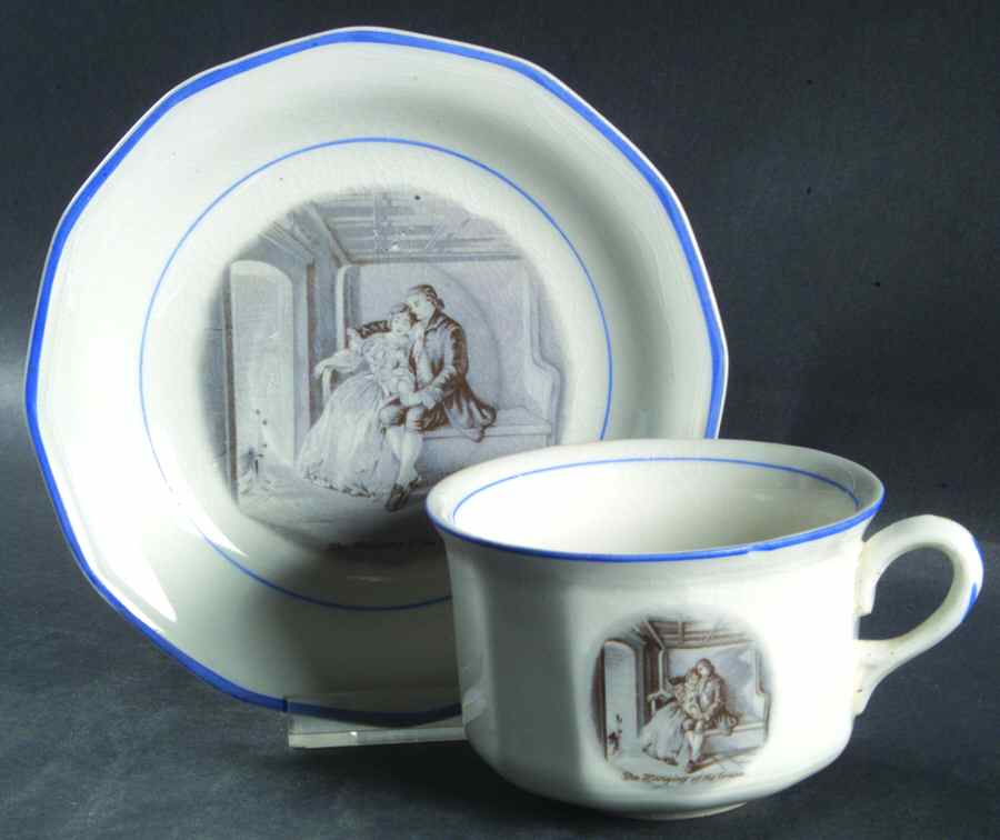 Courtship of Miles Standish Flat Cup & Saucer Set by Sterling China (USA)-1