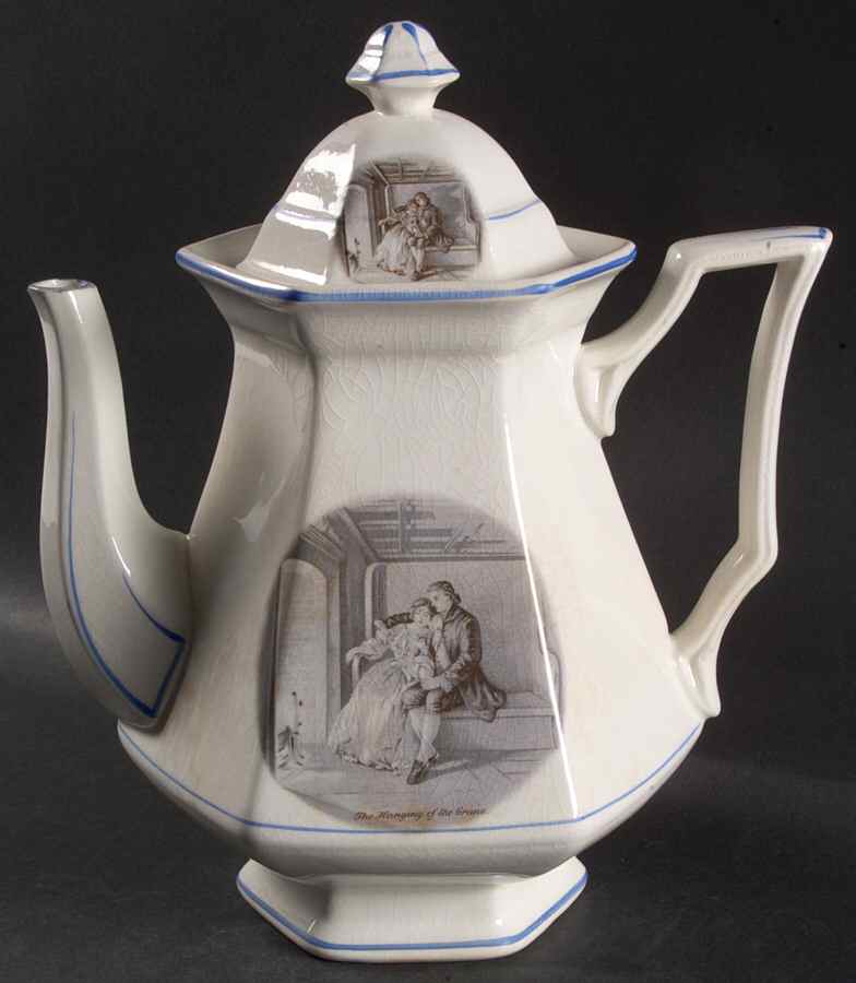 Courtship of Miles Standish Coffee Pot & Lid by Sterling China (USA)-1