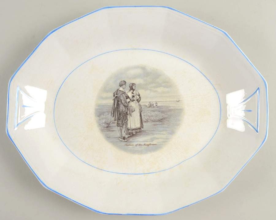 Courtship of Miles Standish 12" Oval Serving Platter by Sterling China (USA)-1
