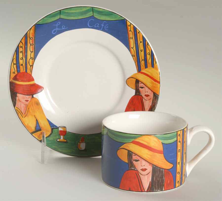 Le Cafe Flat Cup & Saucer Set by Sango-1