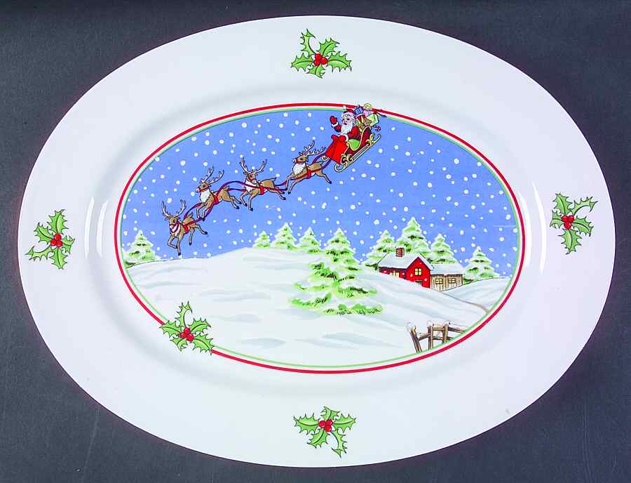 Home For The Holidays 14" Oval Serving Platter by Shibata Toki-1