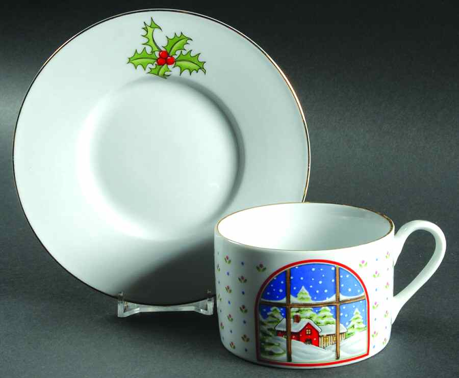 Home For The Holidays Flat Cup & Saucer Set by Shibata Toki-1