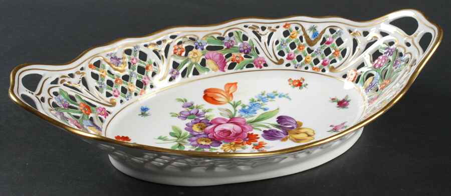 Chateau Dresden-Royal Dresner Art 12" Pierced Oval Bowl by Schumann - Bavaria-1