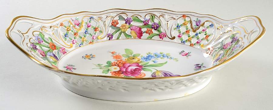 Chateau Dresden-Royal Dresner Art 11" Pierced Oval Bowl by Schumann - Bavaria-1