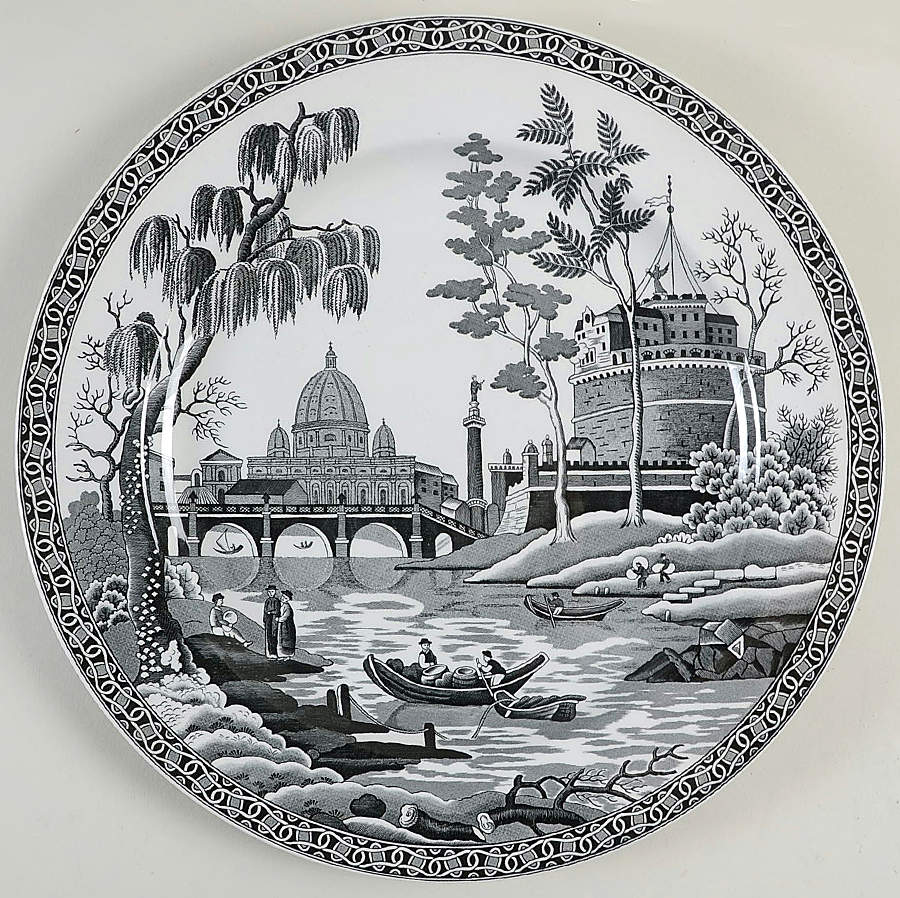Archive Collection Black 12" Chop Plate (Round Platter) by Spode-1