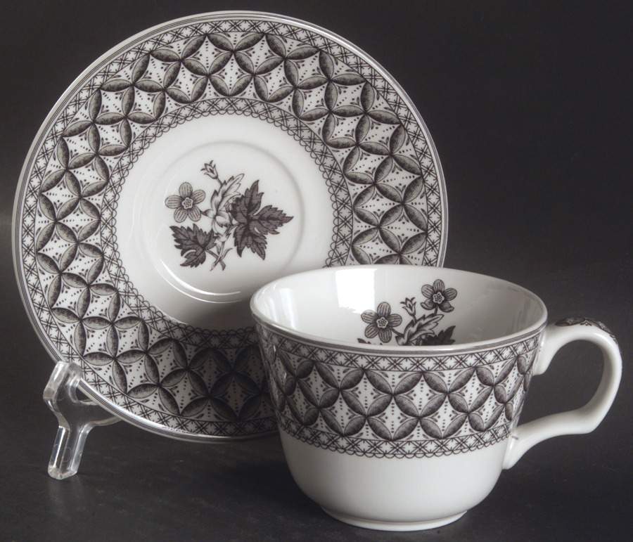 Archive Collection Black Flat Cup & Saucer Set by Spode-1