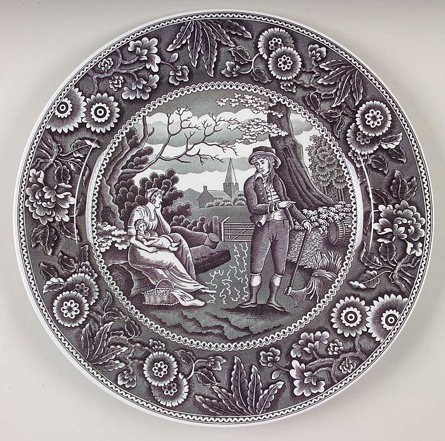 Archive Collection Black 12" Chop Plate (Round Platter) by Spode-1